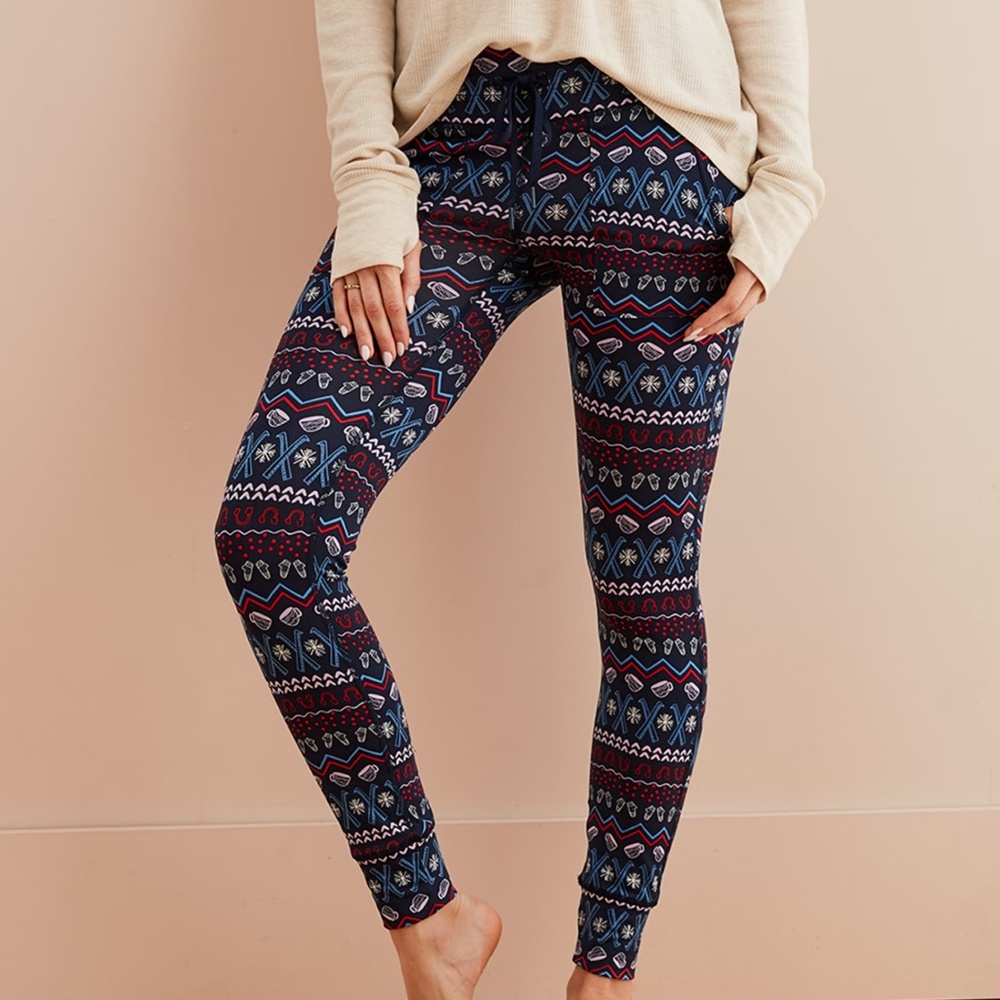 Aerie Winter Holiday Fair Isle Leggings Pant Size Small